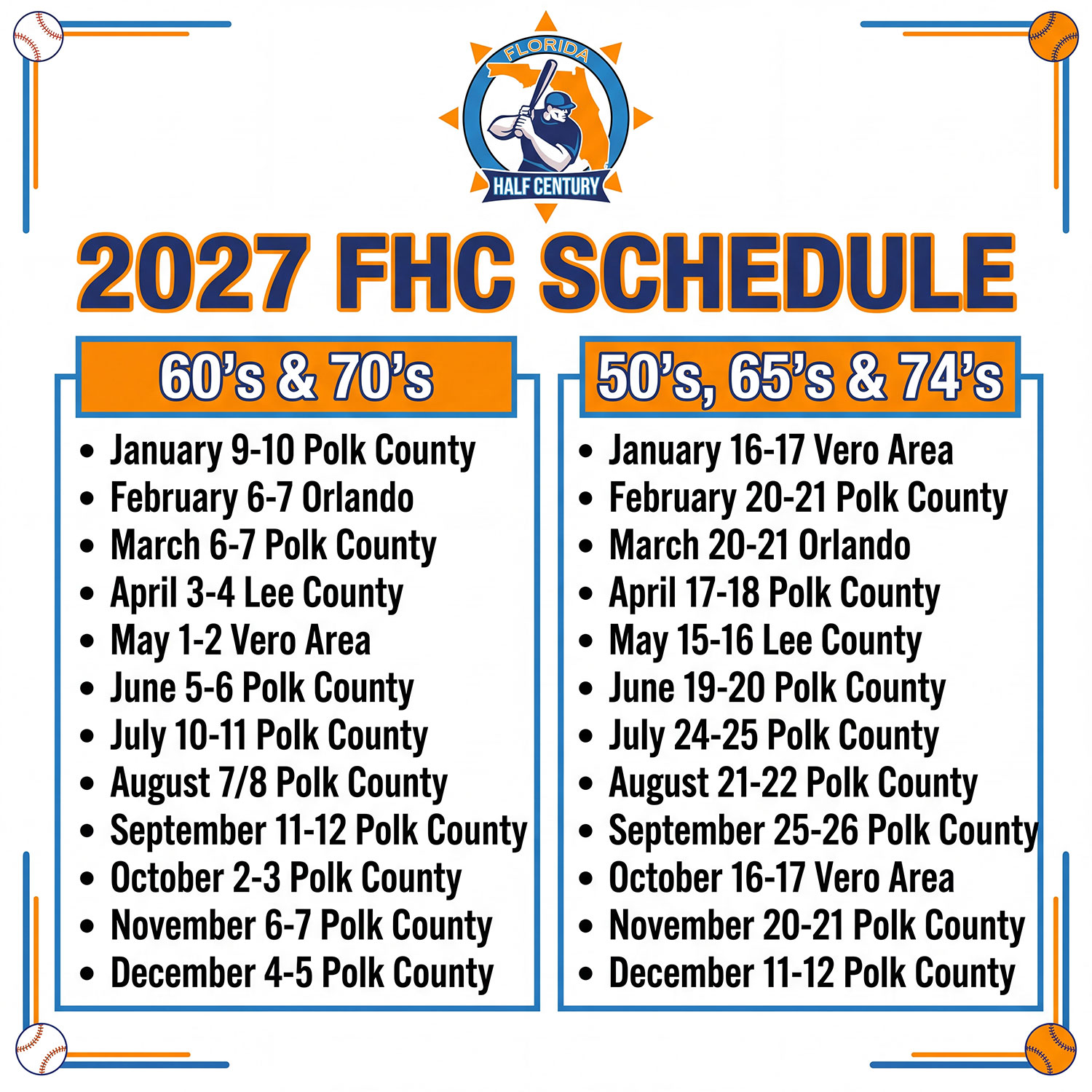 2027 FHC Schedule